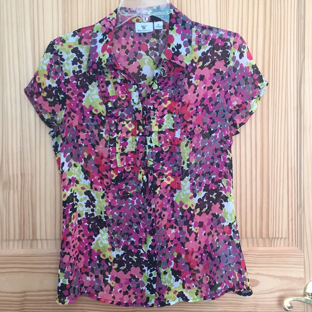Worthington Floral print short sleeve blouse Sm